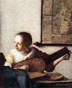 VERMEER VAN DELFT, Jan Woman with a Lute near a Window (detail) wt painting